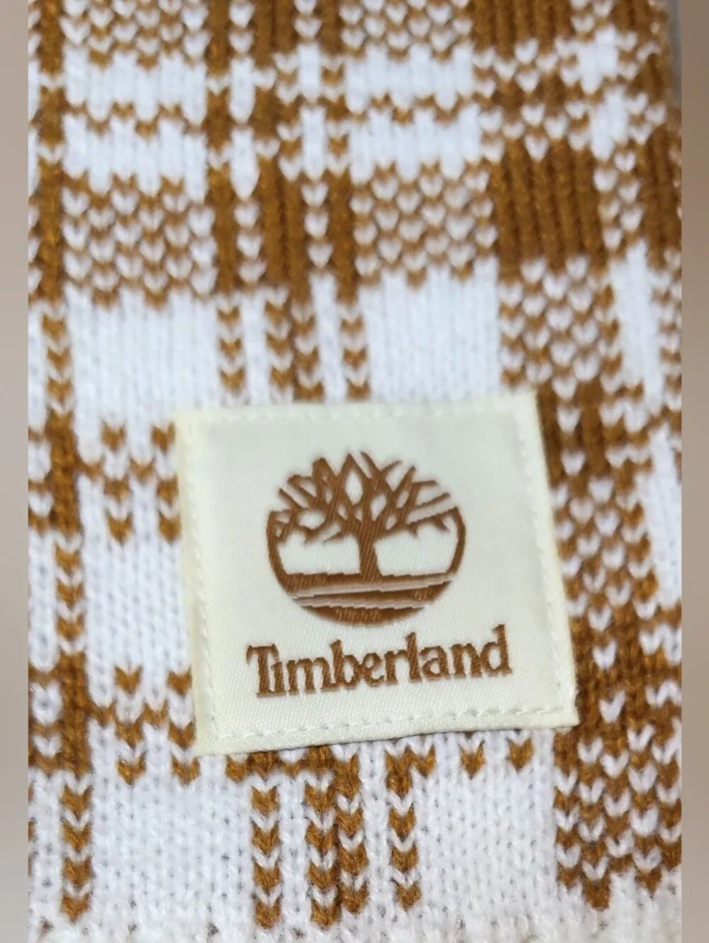 Timberland Buffalo Plaid Wheet Ivory Winter Warm Scarf 62 X 10 Inches Unisex